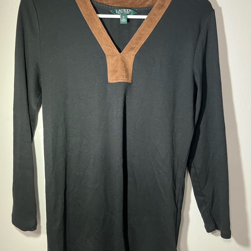 Lauren Black and Brown V-Neck Top